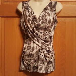 New York & Company brushstroke draped wrap shell